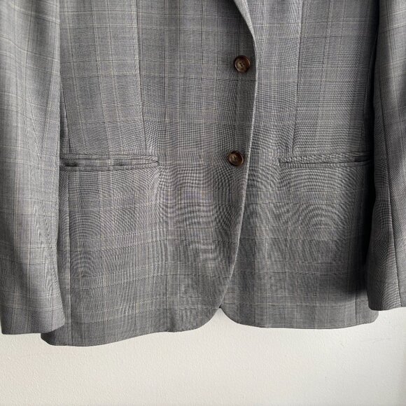 $1800 Brooks Brothers Checked Grey Wool Suit 40- 42, Pants 35 Made in Italy - Picture 3 of 16